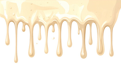 Creamy, viscous substance dripping down. Digital illustration with highlights and shadows, isolated