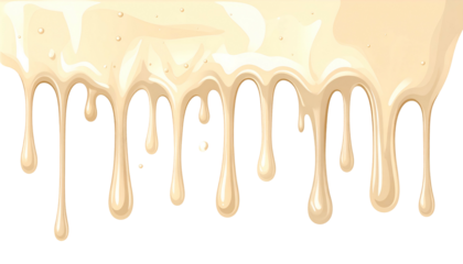 Creamy, viscous substance dripping down. Digital illustration with highlights and shadows, isolated