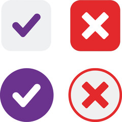 Obraz premium Tick cross mark vector icons. correct incorrect approve reject symbols ui ux