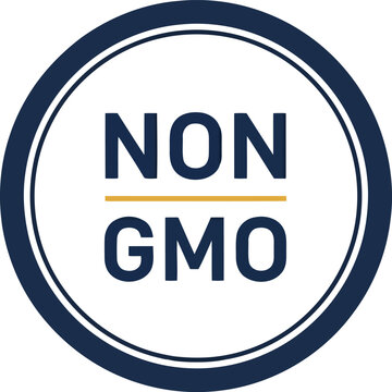 Non gmo certified seal for organic products and healthy food packaging design
