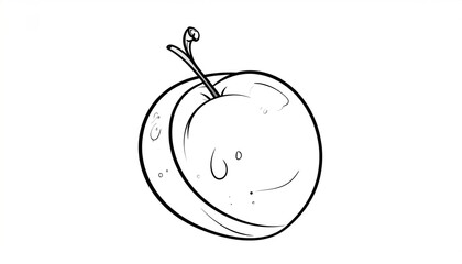 Obraz premium Detailed Line Art Illustration of a Fresh, Juicy Peach.