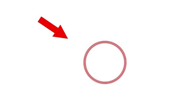 Circle spotter and arrow moving animation for highlight overlay video on black background. 