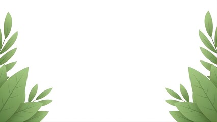 Nature frame background with green tropical leaves around edges and empty center space for design content.