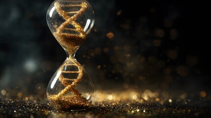 Hourglass with DNA strand symbolizing time and genetic evolution