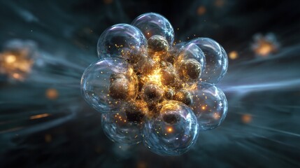 Obraz premium Explosive scientific reaction particle physics lab digital art abstract close-up quantum phenomena