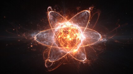 Explosive fusion of atomic energy cosmic space digital art sci-fi vibe close-up view scientific concept