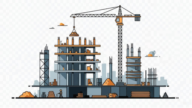 Construction Site with Cranes and Buildings Under Development 1.