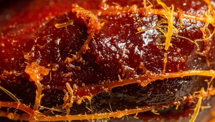 Macro Texture of Tamarind Pulp with Fibers, Generative AI