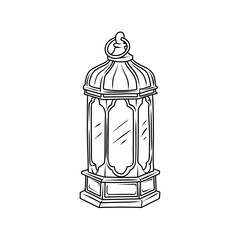 Thin Line Illustration of Arabic Lantern for Ramadan and Eid Concept