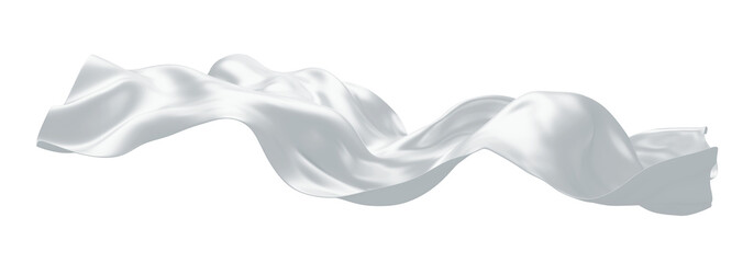 Plakat Luxury cloud dancer white silk fabric flowing on transparent background 3D render