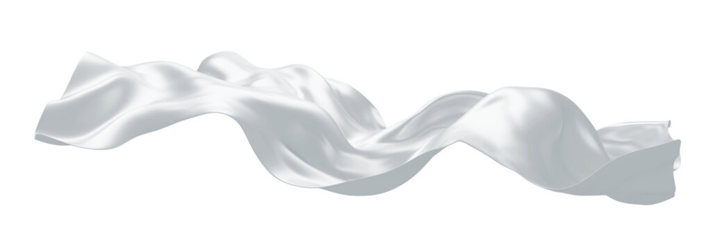 Luxury cloud dancer white silk fabric flowing on transparent background 3D render