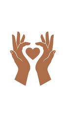 Obraz premium Hands Holding Heart in Minimalist Design, Vector Illustration, Warm Environment