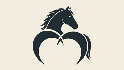 Majestic Black Horse Head and Body Silhouette Minimalist Design. © Jepry