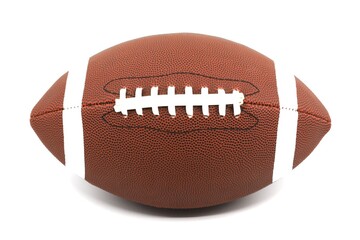 Close up of an American football on prime time