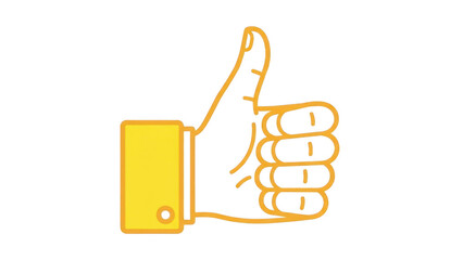 A minimalistic yellow thumbs-up icon representing approval or positivity