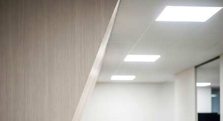 Modern Office Interior with Textured Wall and LED Ceiling Lights