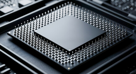 Close-up of a Computer Microprocessor with Pins