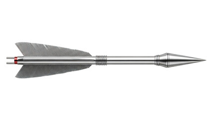 Precision crafted metal arrow with sharp tip and fletching