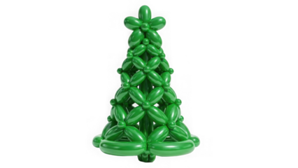 Green balloon Christmas tree on black background festive decoration