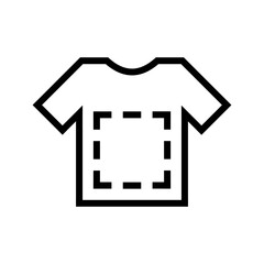 T-shirt mockup icon with print area indicator, perfect for apparel design, fashion mockup, product visualization, graphic design, and clothing brand presentations.