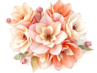 simple illustration of cozy abstract image of flowers in soft pastel colors with gentle flowing translucent petals blending into mix of soothing color hues on white background