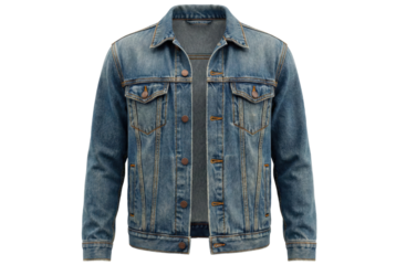 Classic Blue Denim Jacket Front View for Casual Fashion Clothing