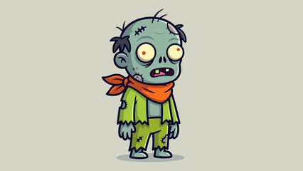 Cartoon Zombie Character with Bandana and Tattered Clothes.