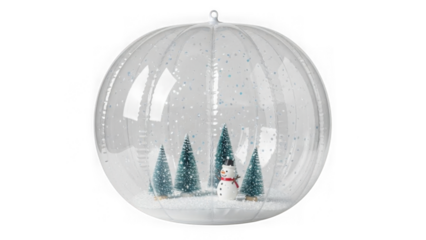 Clear Christmas ornament with snowman and trees inside