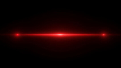 Red horizontal light streak with lens flares image