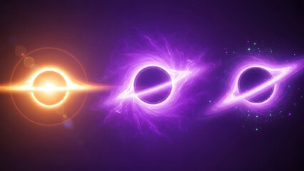 Three cosmic black holes with glowing accretion disks