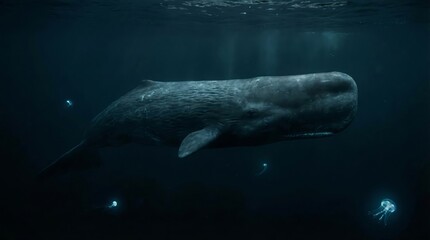 Majestic Sperm Whale, beautiful underwater scene