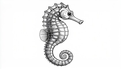 Detailed Seahorse Illustration With Intricate