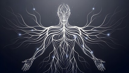 Connection Concept: Human Nervous System Lines in Glowing Illustration
