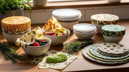 Reusable Beeswax Food Wraps and Silicone Covers Photography