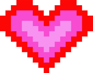 A digital pixel art illustration of a red heart with a red  featuring a on Valentine's Day