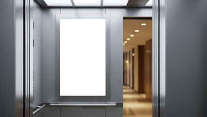 Elevator Door Interior Blank Advertising Panel Mockup