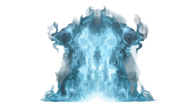 Flamme bleue abstraite et sym&eacute;trique, &eacute;voquant un esprit ou une entit&eacute; fantastique, sur fond transparent pour des effets visuels dynamiques.