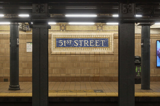 MTA 51st Street Subway Station in Manhattan, New York, NY, USA. August 27, 2025