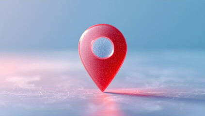 Red 3D Location Pin Marker on Blurred Map Background