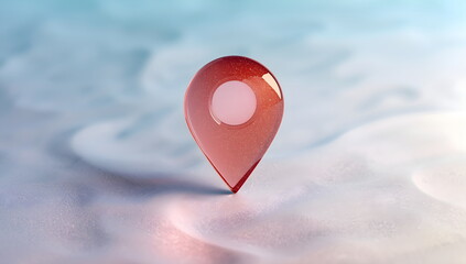 Red 3D Location Pin Marker on Blurred Map Background