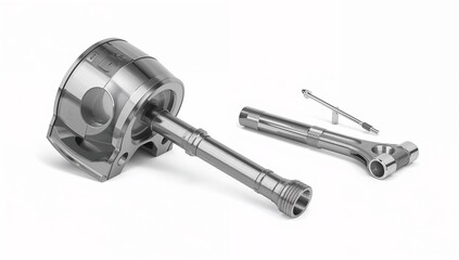 Precision engineered metal piston and connecting rod components for automotive engines