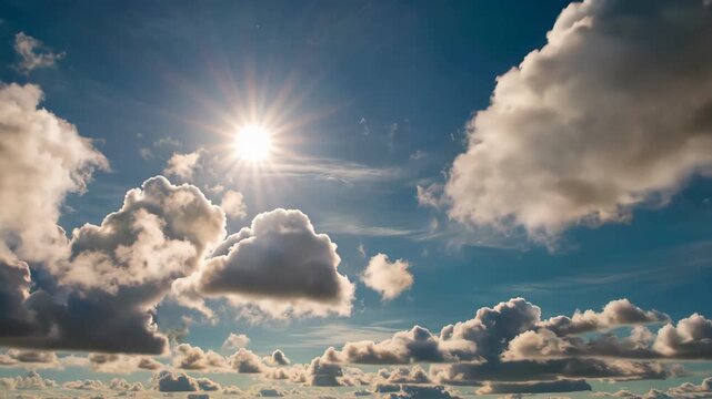 Blue sky, sunshine and cloud landscape