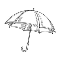 vintage umbrella sketch vector illustration for rainy season and weather protection