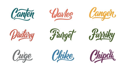 Handwritten typography collection with colorful unique lettering styles for branding and design