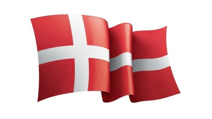 Waving Denmark national flag with Nordic cross.
