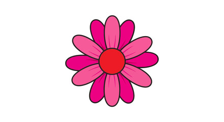 Fototapeta premium Pink Daisy Flower Illustration with Red Center.