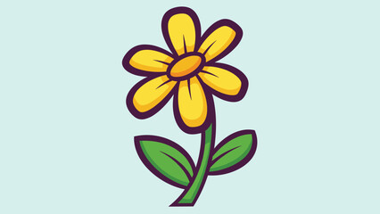 Cheerful Yellow Flower with Green Leaves Illustration.