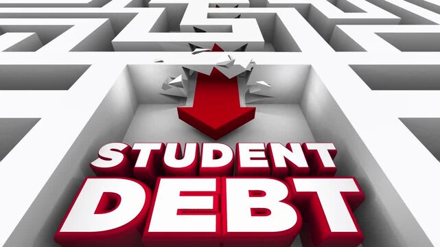 Student Debt Loan Default Escape Avoid Money Financial Trouble Maze 3d Animation