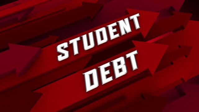 Student Loan Debt Arrows Rising Defaults Increasing Bankruptcy 3d Animation