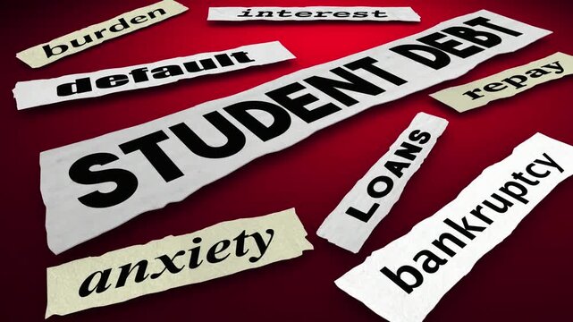Student Debt News Headlines Default Financial Money Burden Problem Increase 3d Animation